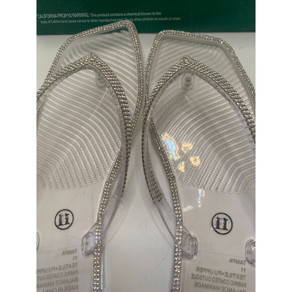 Lauren Lorraine Tampa Clear Rhinestone Trim Flip Flops - Size 11 - Picture 2 of 5